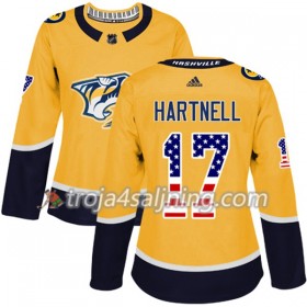 Nashville Predators tröja Scott Hartnell 17 Adidas 2017-2018 Guld USA Flag Fashion Authentic - Dame NHL Tröjor